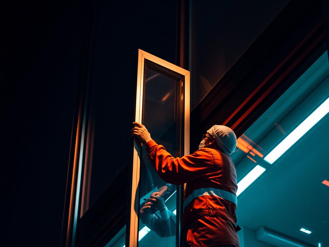 Installation de menuiseries aluminium thermolaquées dans un atelier