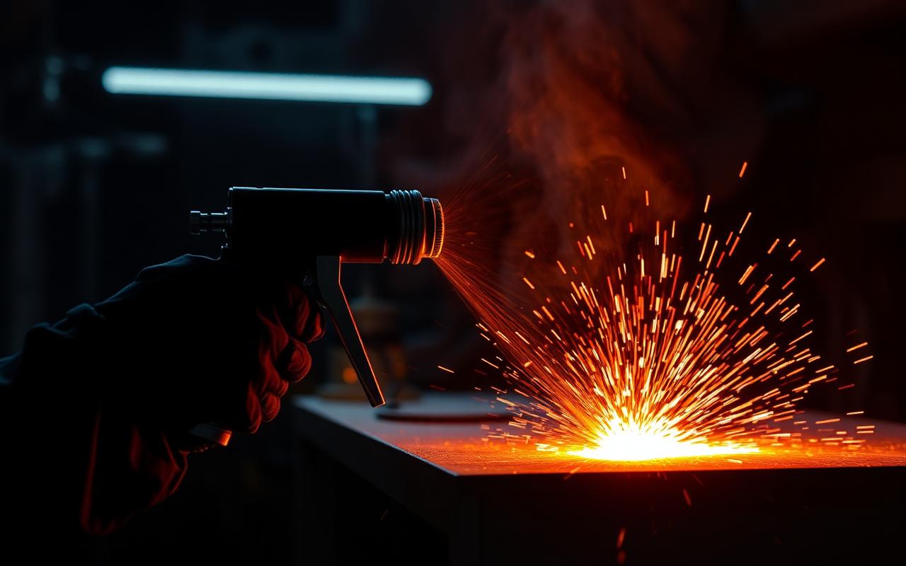 Application poudre électrostatique — cabine thermolaquage INDUSBAT