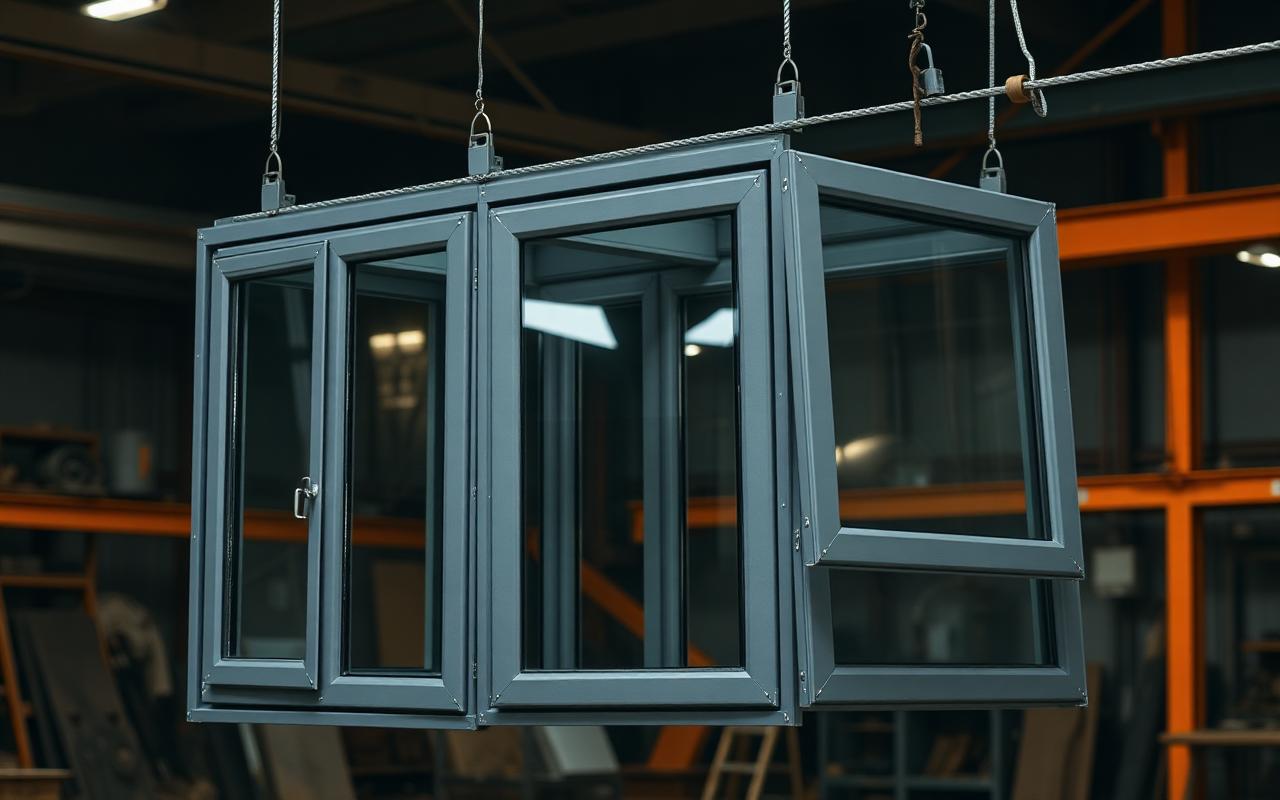 Châssis aluminium en cours de peinture liquide industrielle